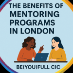 Illustration of a mentor and young person working together at a table, used as the feature image for “The State of Youth Mentoring in London” by BE(YOU)FULL CIC.