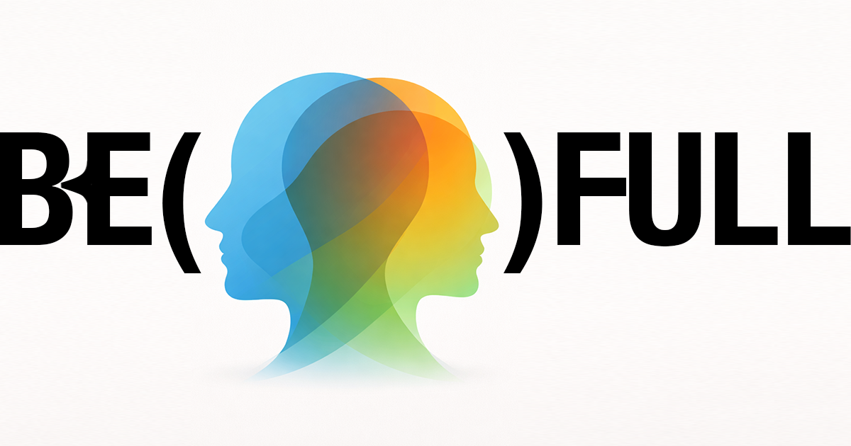 Minimal geometric illustration of a human head with layered transparent shapes representing ego states and self-awareness in mentoring